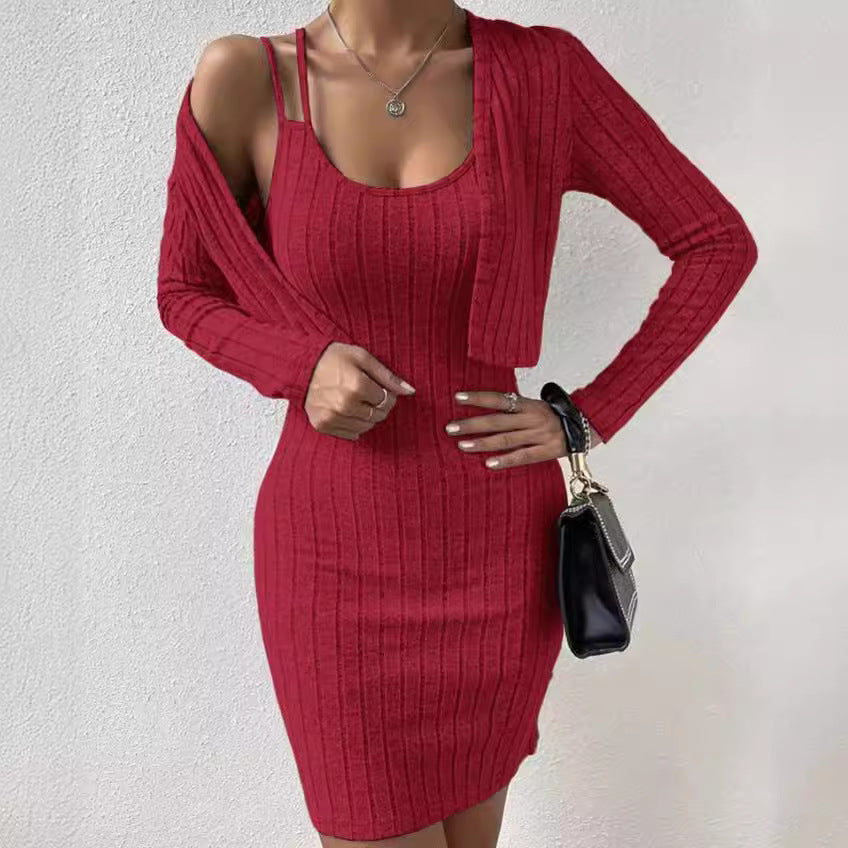 Can Be Worn Alone Sexy Shoulder Strap Tight Skirt Coat