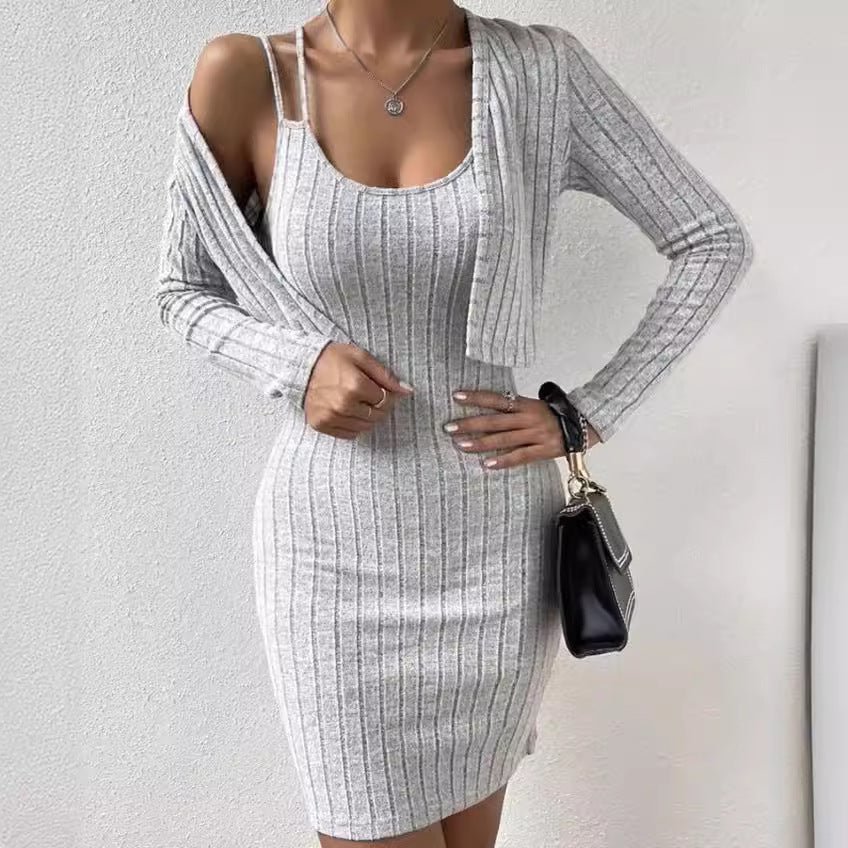 Can Be Worn Alone Sexy Shoulder Strap Tight Skirt Coat