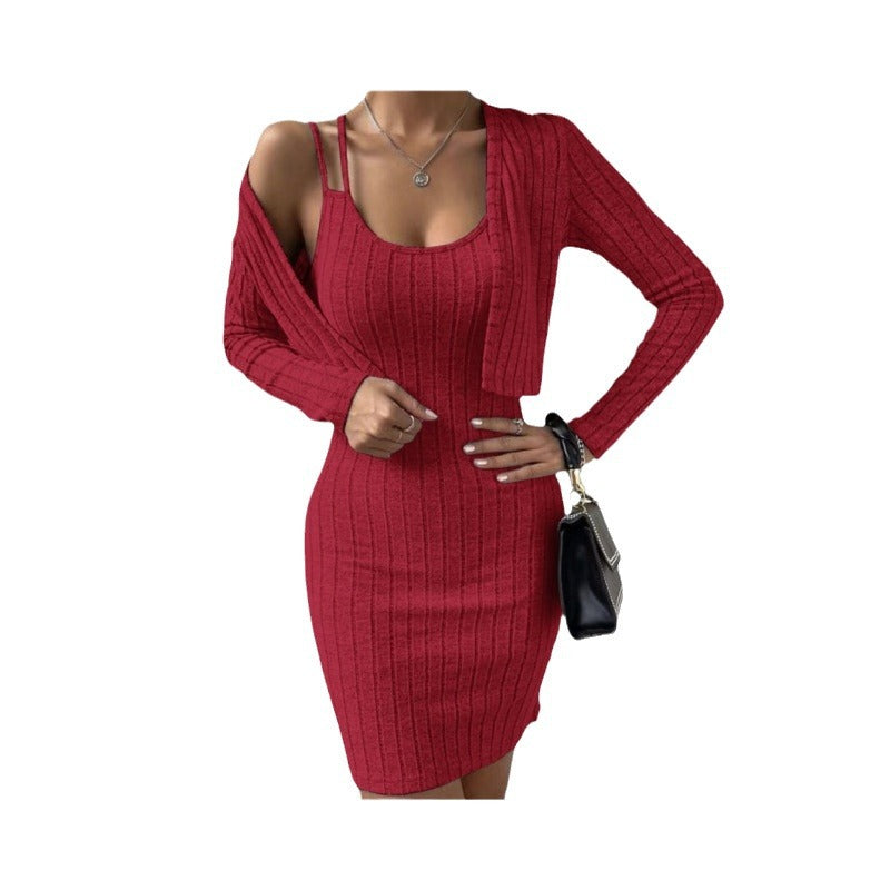 Can Be Worn Alone Sexy Shoulder Strap Tight Skirt Coat
